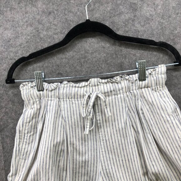 Uniqlo Linen Cotton Shorts Womens S Drawstring High Waisted Pleated Front Blue - Picture 3 of 7